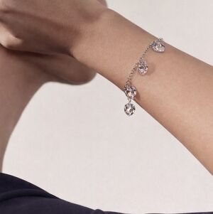 SWAROVSKI MULTI HEART CRYSTALS ON 925 SILVER BRACELET NWT